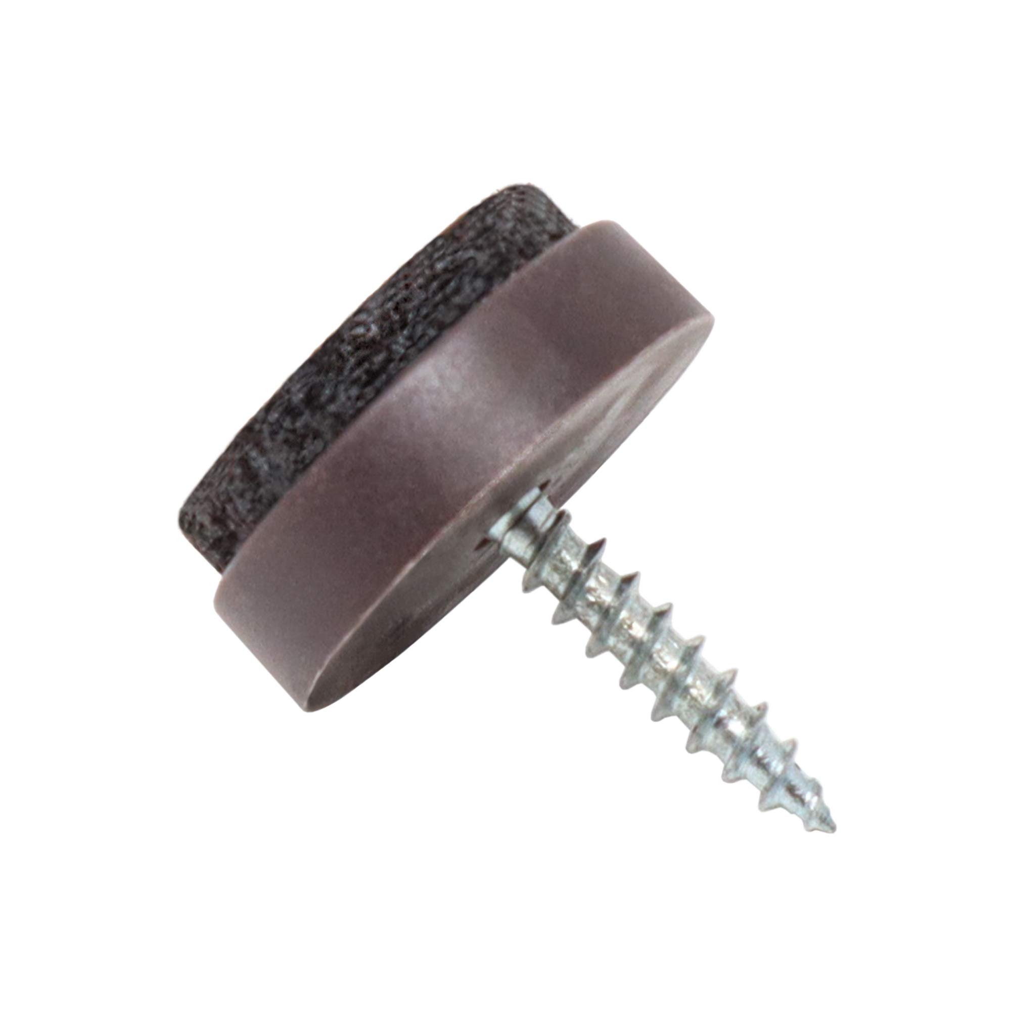 Adsamm® / 32 x Felt-pads with screws | Ø 0,79'' (Ø 20 mm) | brown | round | Premium quality furniture sliders with screw by Adsamm®