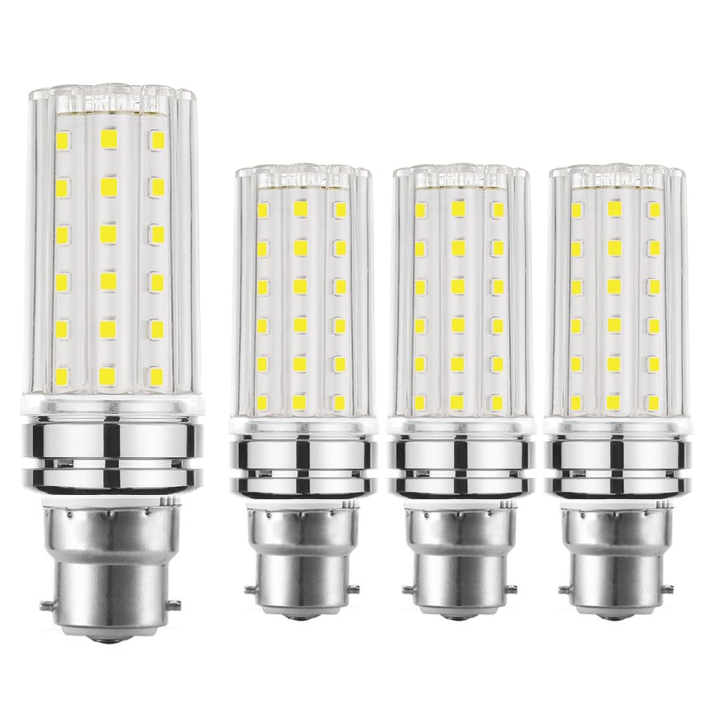EKSAVE 12W B22 LED Light Bulb,Equal to 100 Watt Light Bulbs,1200 Lumens, White 6000K,B22 Bayonet Cap,Not dimmable,Pack of 4