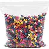 INSPIRELLE 1800pcs 8mm Multicolor Painted Natural Wood Beads Colored Round Wooden Loose Beads for Craft Making Home Decoration