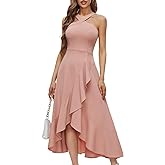Bbonlinedress Halter Cocktail Women Dresses Prom Formal Wedding Guest Bridesmaid Ruffled Maxi Hi-Lo Evening Party 2026 Dress