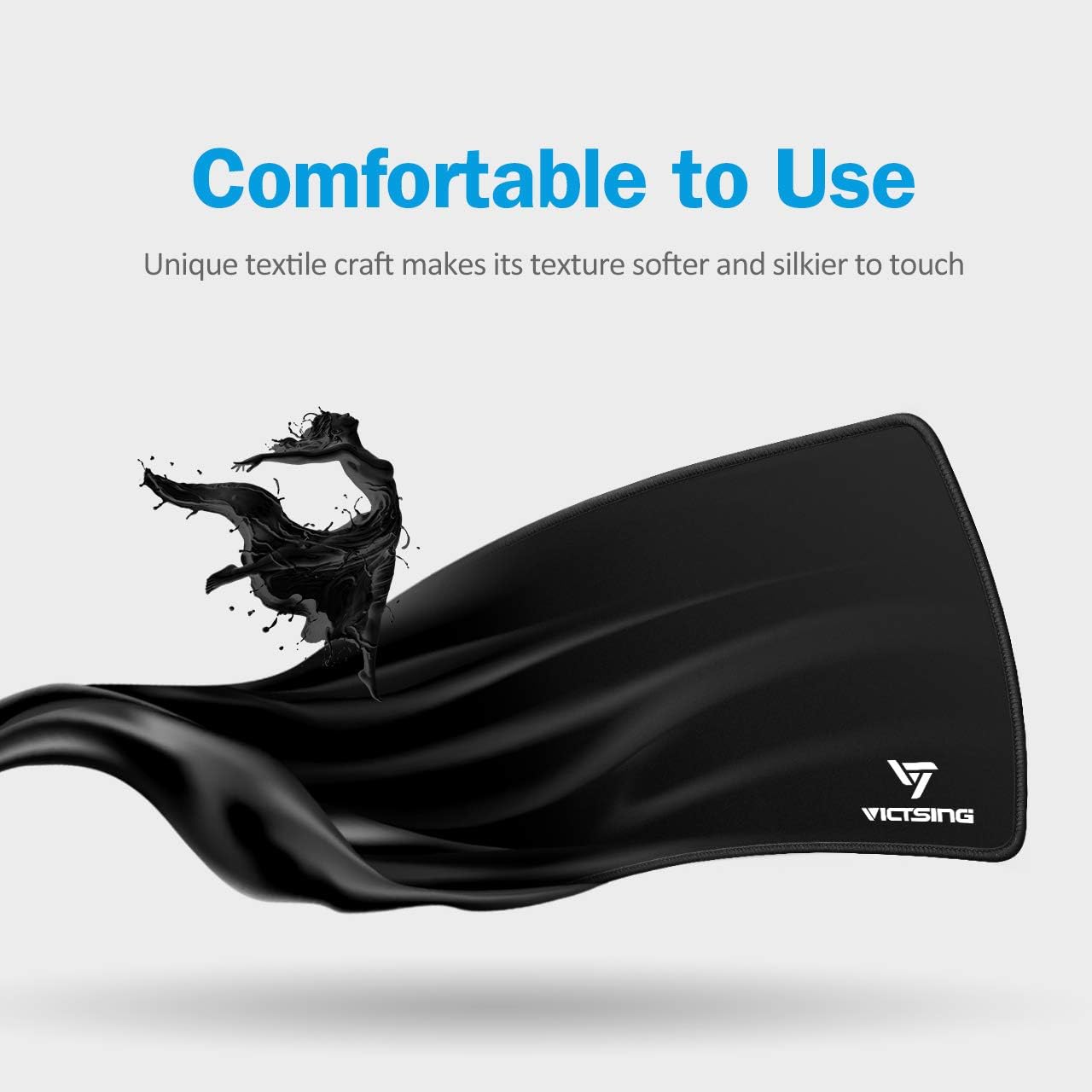 VicTsing Mouse Pad with Stitched Edge, Premium-Textured Mouse Mat, Non-Slip Rubber Base Mousepad for Laptop, Computer & PC, 10.2×8.3×0.08 inches, Black : Office Products