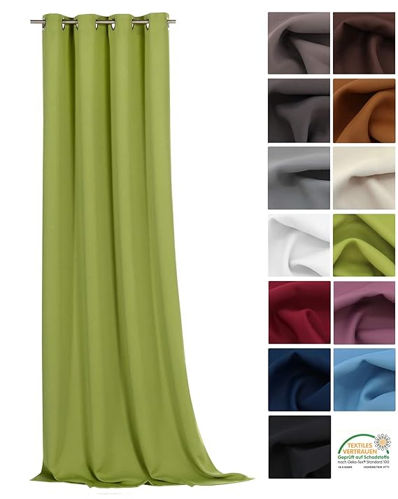 heimtexland ® Thermo- Verdunklungsgardine Ösenschal isolierend verdunkelnd schalldämmend blickdicht Gesund Wohnen Vorhang ÖKO