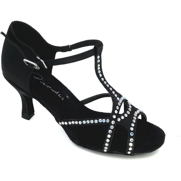 Women's Rhinestone Latin Dance Sandals - Peep Toe, Mesh Straps, Ankle - View #5