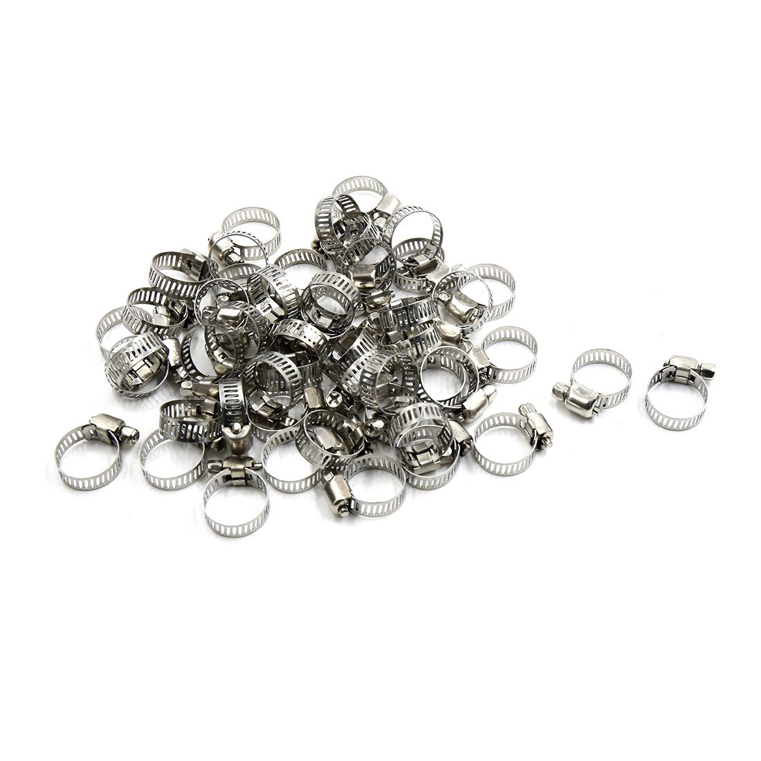 sourcingmap 50pcs 13-19mm Adjustable Stainless Steel Car Worm Gear Hose Clamp