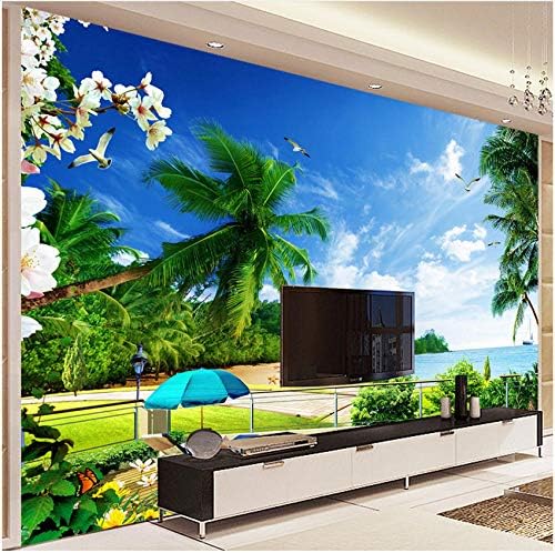 壁飾り壁画 カスタム3d写真の壁紙ビーチの風景リビングルームのテレビの背景モダンな壁の装飾の壁紙 450x300cm