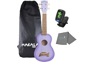 Kala Purple Burst Dolphin Makala Soprano Ukulele - MK-SD/PLBURST Bundle with a Tuner and Lumintrail Polishing Cloth