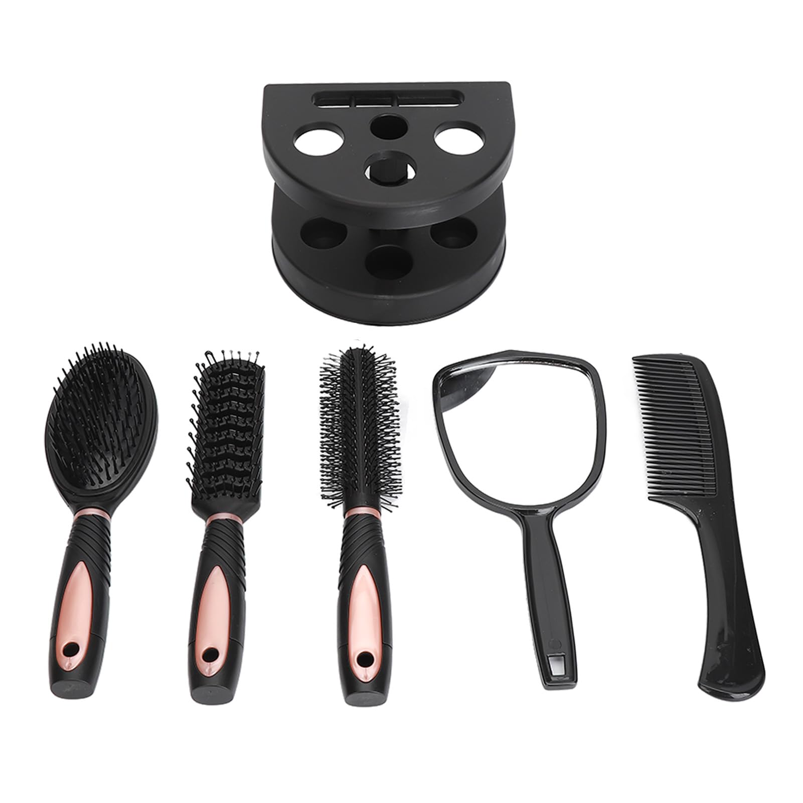 5PCS Hair Brush Set,Styling Brush for Detangling, Separating, Shaping,Paddle Hair Brush Detangle Massage Styling Comb Mirror And Holder Stand Set