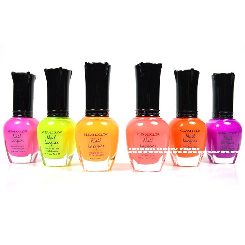 Kleancolor Nail Polish NEON + BURST Lot of 6! Lacquer Neon Collection #02 + Free Earring Gift