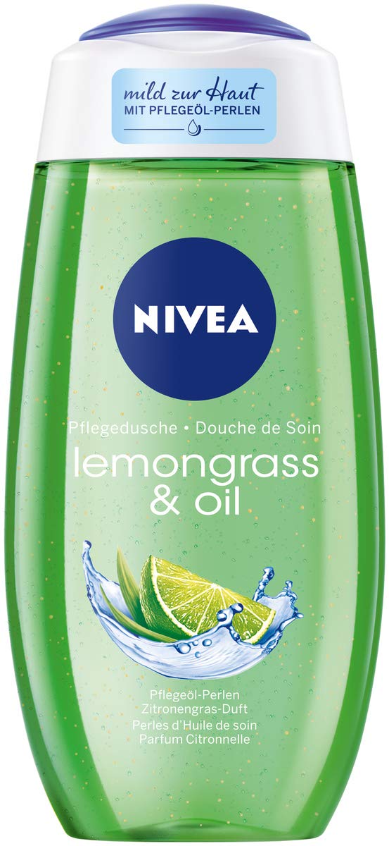 Nivea Lemongrass & Oil shower gel (250 ml), refreshing shower gel with valuable oil pearls, pampering shower with revitalising lemongrass fragrance