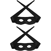 Carkno 2 PCS Halloween Eye Mask Costume Accessories Hero Black Mask Bandit Masquerade Cosplay Party Favor