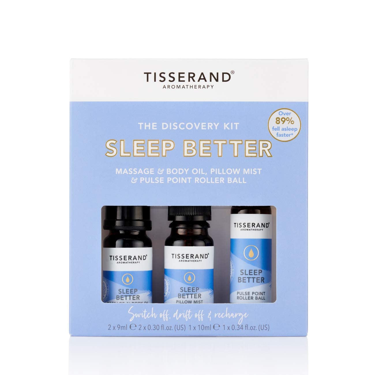 Tisserand - Sleep Better Discovery Kit - Rollerball, Body Oil & Pillow Mist - 100% Natural Pure Essential Oils - 2x9ml, 1x10ml