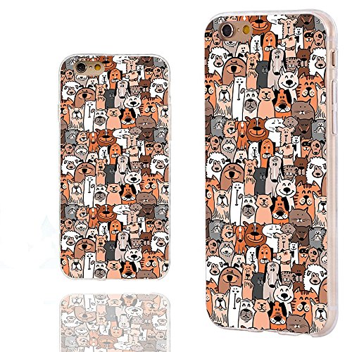 CHICHIC iPhone 6s Case,iPhone 6 Case, 360 Full Protective Shockproof Slim Flexible Soft TPU Art Design Cover Cases iPhone 6 6s 4.7 Inch,cartoon animal pet cute brown dogs cats smile