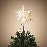 Gerson 2618860 Electric Lighted Glitter Snowflake Tree Topper with 20 Lights 9.25" L