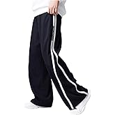 RoseSeek Boy's Baggy Sweatpants Letter Striped Wide Leg Pants Elastic Waist Athletic Sweat Pants