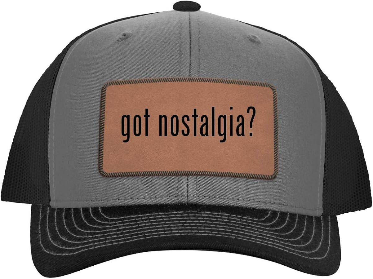 got Nostalgia? - Leather Dark Brown Patch Engraved Trucker Hat