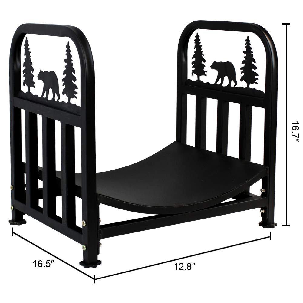 INNO STAGE Wrought Iron Log Rack, Firewood Storage Holder, Heavy Duty Fireside Log Bin for Fireplace Stove Accessories