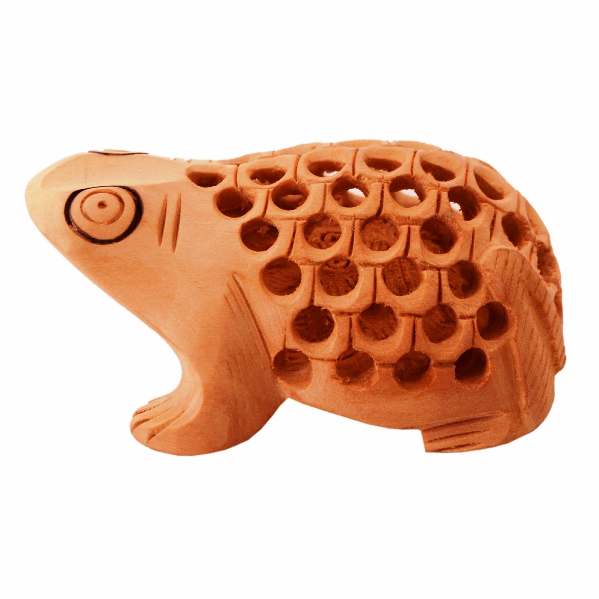 Purpledip Wooden Frog With Beautiful Fine Carving; Miniature Idol Gift Vaastu Feng Shui Good Luck Charm (11255)