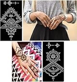 XMASIR 16 Sheets Hand Tattoo Stencil Kit Reusable Temporary Indian Arabian Body view 4
