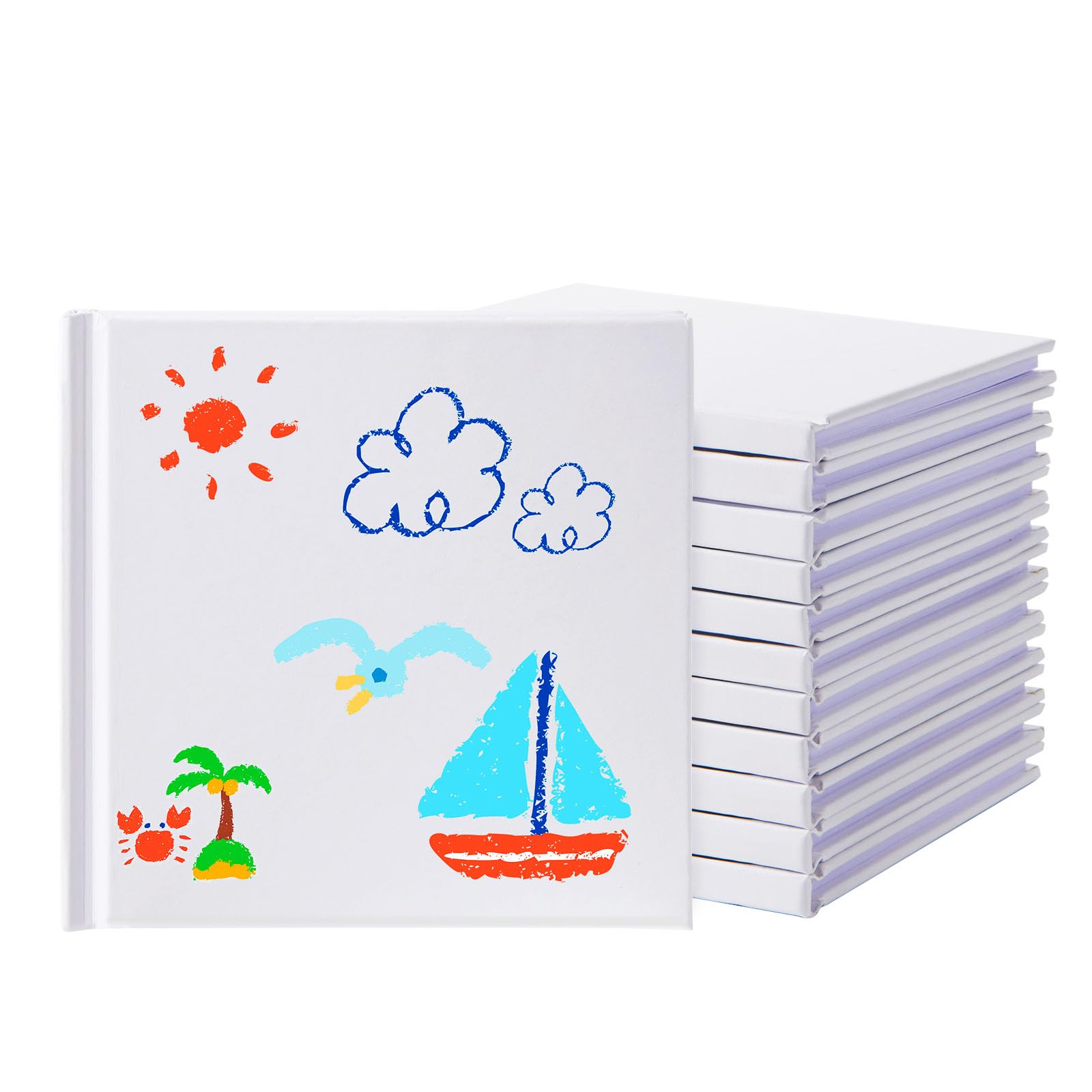 ZMCYN 12 Pack White Hardcover Blank Notebooks 5x5 inch, Blank Story Writing Book Unlined Sketch Book, White Blank Page Notebook for Journaling, Sketching, Writing (22 Sheets/ 44 Pages Each Notebook