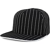 Trendy Apparel Shop 5 Panel Structured Pinstripe Flatbill Snapback Cap - Black White