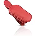 Universal Sunglass Holder For Car Sun Visor, Automotive Magnetic Leather Glasses Holder Keep Glasses & Auto Items Secure, Eyeglass Holder，Ticket Card Clip & Sunglass Visor Clips For Cars(Red)
