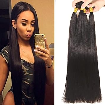 Amazon Com Newness Malaysian Straight Long Human Hair Bundles 36