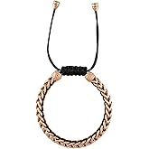 Bulova Jewelry Men's Latin Grammy Rose Tone Stainless Steel Links Braided with Black Cord Bolo Bracelet Style:BVB1009-RBSTNA