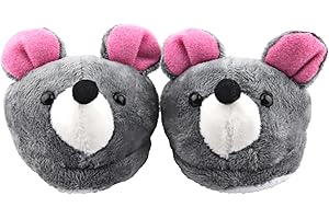 AugFrog 1 Pair Doll Shoes Suitable for 18 Inch Dolls, Cute Fashion Doll Accessories, Doll Slippers with Cartoon Animal Appearance Design, Birthday Gift for Children - Gray Mouse