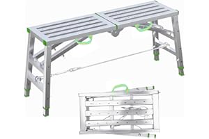 Daolift Scaffolding Platform (78.74"x14.57") Adjustable Height Working Platform of 660lbs Capacity Heavy Duty Scaffolding Platform Step Ladder Portable Folding Scaffolding Ladder Work Table Platform