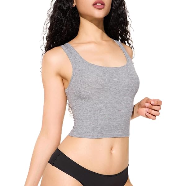 CavenaLab Women's Ribbed Cropped Tank Top - 91% Modal 9% Spandex Sleeveless Camisole, Basic Summer Top