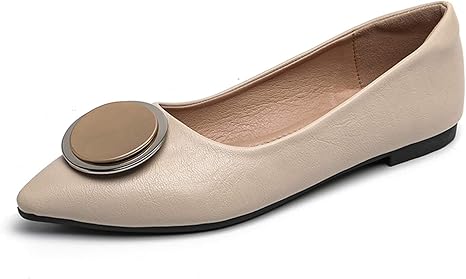 Amazon Co Jp 女性のバレリーナ ドリーシューズが尖った靴 ラウンドバックル 浅い口の快適な女性の靴 母親の贈り物として適した Flesh 41 ホーム キッチン