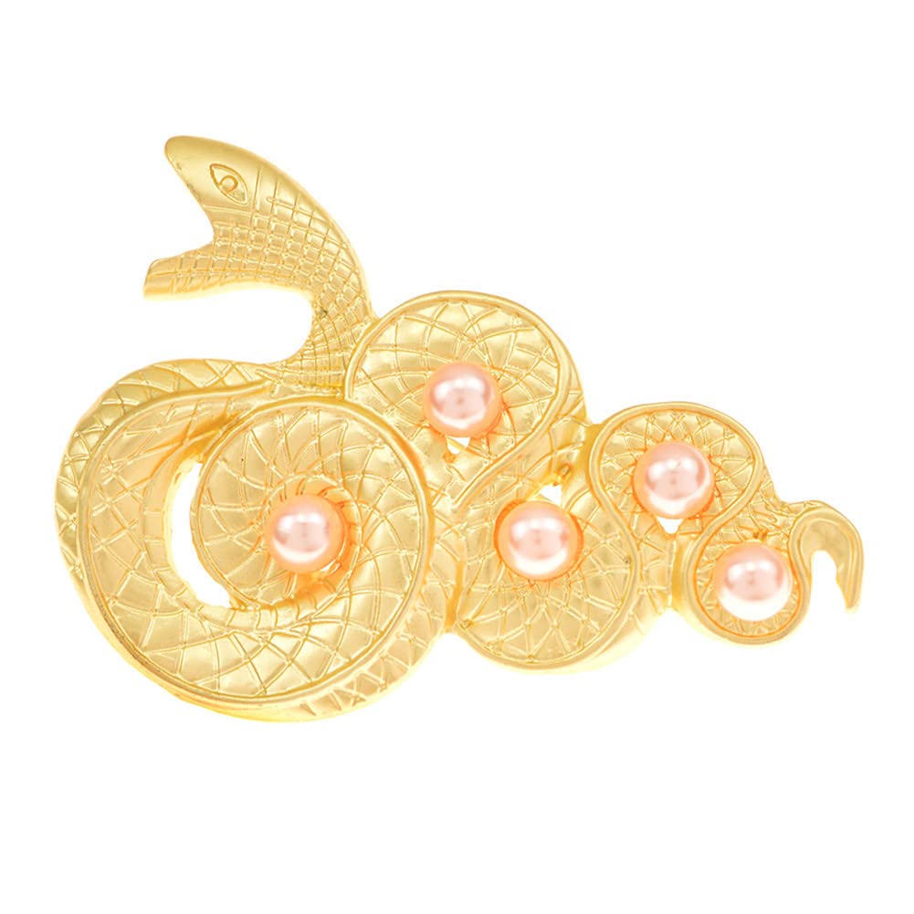 Snake Brooch Matte Gold Snake Pin Women Men Elegant Lady Metal Pearl Snake Animal Brooch Pins Party Jewelryfor Backpack Cloths Bags Decorations Gifts