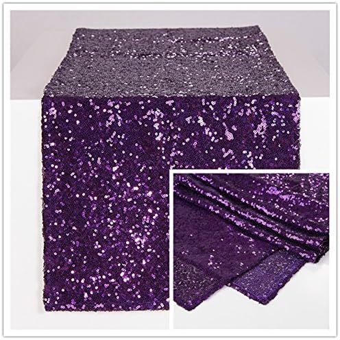 YZEO Glitter Sequin Table Runner 12"x72" Purple for Wedding Party Banquet Home Decorations Rectangle Sequin Table Runners