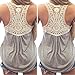 Gillberry Women Summer Lace Vest Top Short Sleeve Blouse Casual Tank Top T-Shirt (S) Gray