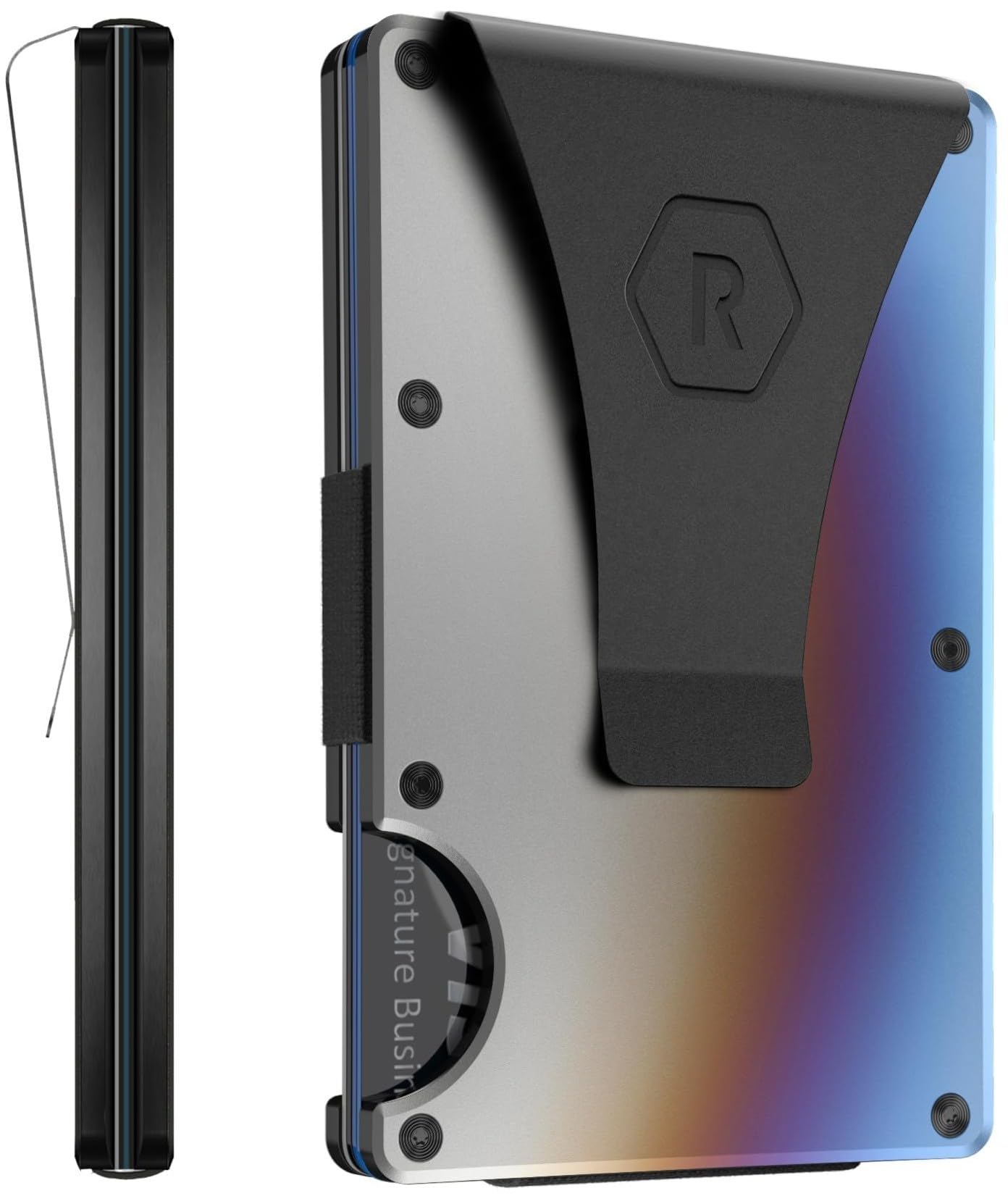 Ridge Wallet for Men - Slim Minimalist Compact Wallet and Card Holder, RFID Protected Front Pocket Wallets for Men with Integrated Money Clip (Burnt Titanium)