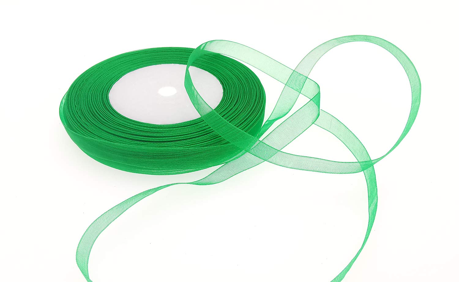 Dxeud Sheer Organza Ribbon (Green, 3/8" x 50 Yards)