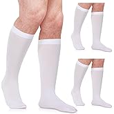 Eurzom 3 Pairs Mens Colonial Socks Colonial Costume Accessories White Knee Socks for Adult Halloween Cosplay