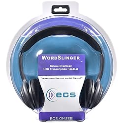 ECS WordSlinger USB Transcription Headset, 7-Foot