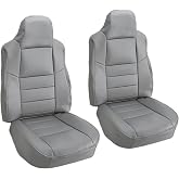 NLQR 4-Piece Front Driver &amp; Passenger Bottom &amp; Top Lean Back Replacement Microfiber Leather Seat Covers fit for Ford F250 F350 F450 F550 Lariat XLT 2002-2007 &amp; Excursion 2002-2005 Gray