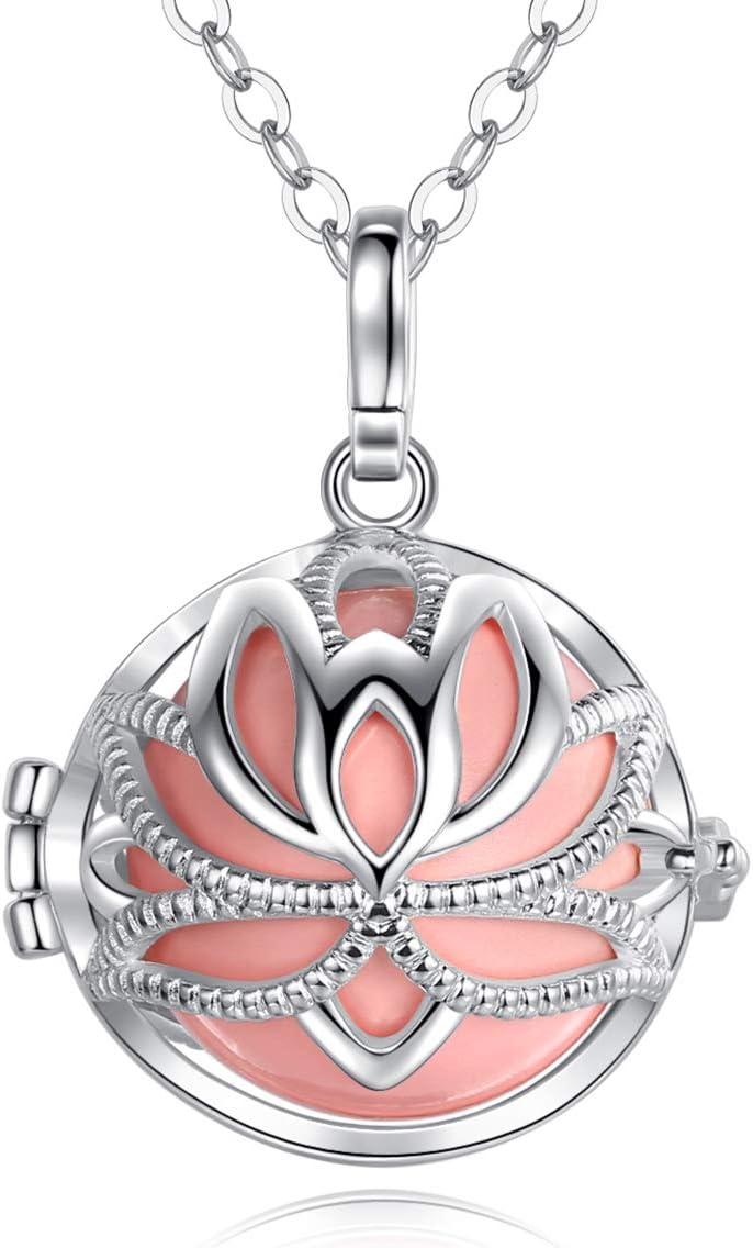 EUDORA Harmony BallBola Necklace Pendant Lotus Yoga with Music Wishing Chime Ball for Women Mother Baby Beautiful Jewellery Gift 45" 30" Chain