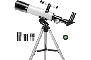 Telescope for Kids Beginners Adults, 50mm Aperture 360mm Astronomical Refractor Telescope with Tripod Portable Scope (White)