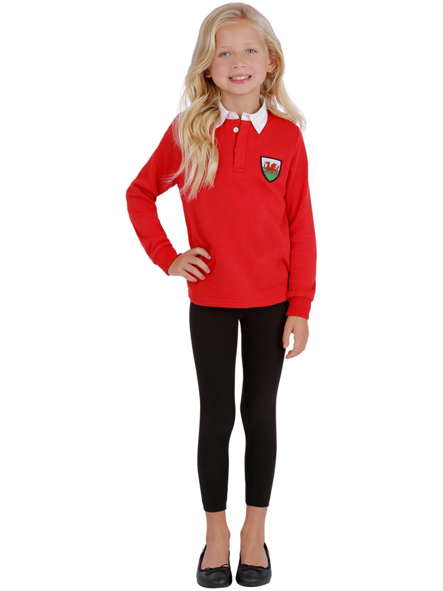 Smiffys Kids Welsh Rugby Shirt, Supporters Fancy Dress, Child Dress Up Costumes