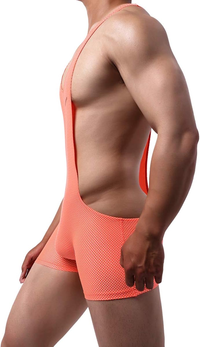 QiaTi Mens Athletic Supporters Breathable Wrestling Boxers One Piece Bodywear Jumpsuit Underwear Singlet Basic Layer Leotard at  Men’s Clothing store