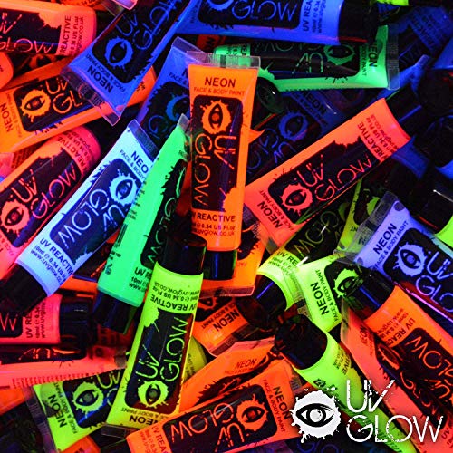 UV Glow Blacklight Face and Body Paint 0.34oz - Set of 6 Tubes - Neon Fluorescent UV Glow Blacklight Face and Body Paint 0.34oz - Set of 6 Tubes - Neon Fluorescent