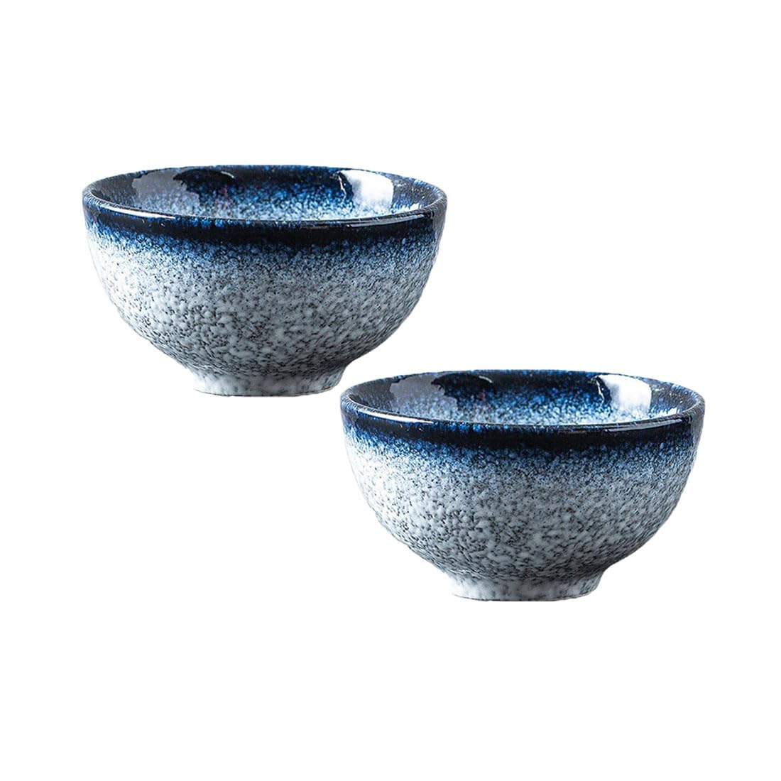 Dsztxv Japanese Rice Bowls Cereal Bowls Set of 2 - Porridge Bowls 2×300 ml 10 Ounces Capacity Perfect for Rice - Cereal Breakfasts and Soups Ceramic Small Bowl Gift Set (Blue)