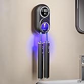 Wall Mounted Toothbrush Holder, Toothbrush Covers with 2 Toothbrush Slots, Portable Cleaning Box for Electric and Manual Toothbrushes, Inductance Cleaner Case Without Drilling (Black)