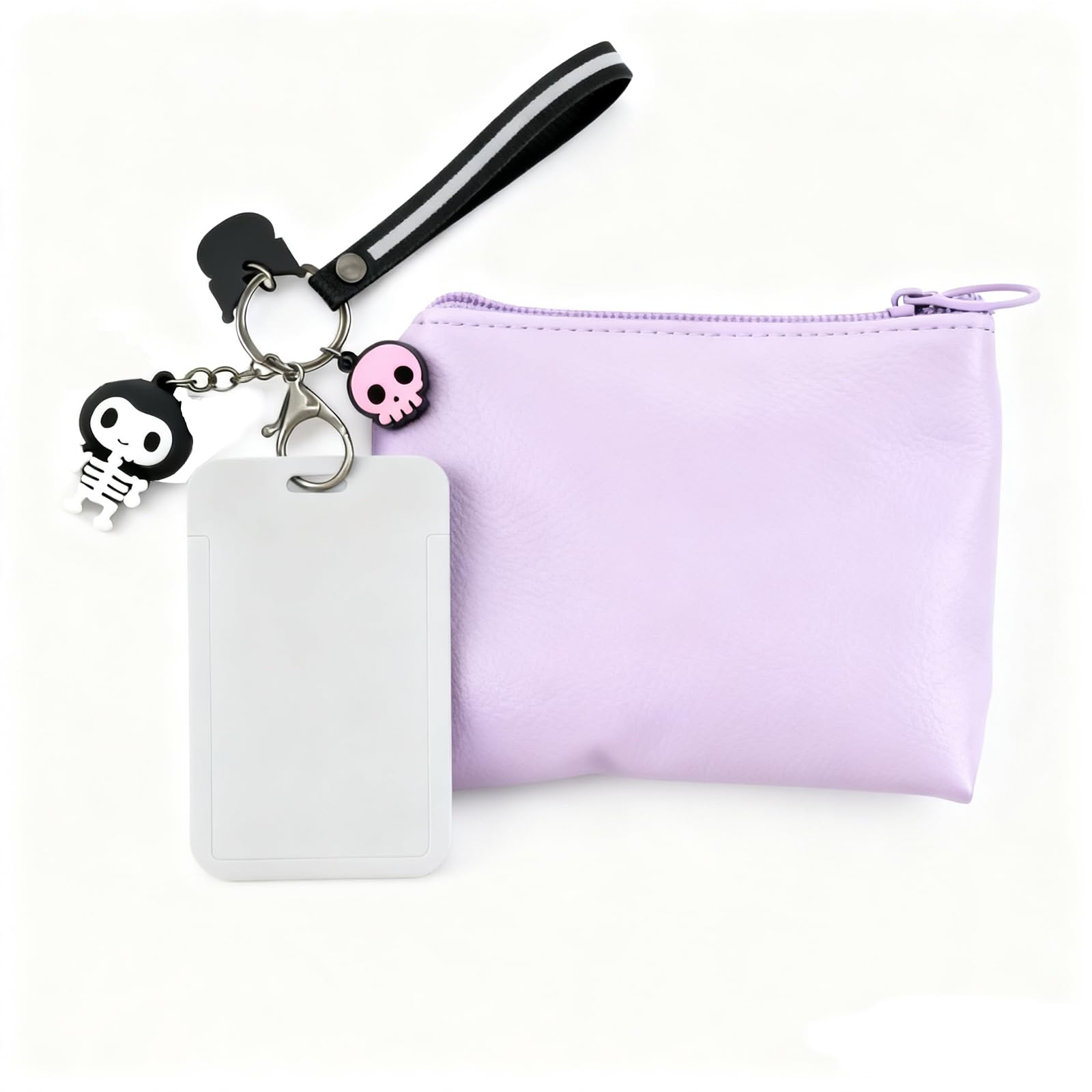 2 Piece Set Cartoon Lanyard with Card Holders, Coin Bag for Children, PU, Transparent, Inductive, for Kids, Storage of IDs, Student IDs, Bus Cards