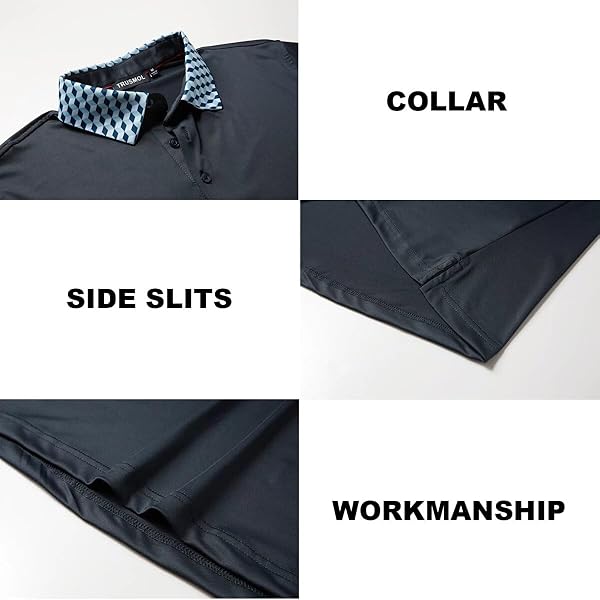 TRUSMOL GOLF SHIRTS FOR MEN SHORT SLEEVE DRY FIT MOISTURE WICKING QUICK DRY CASUAL COLLARED MEN’S GOLF POLO SHIRT DARK GREY