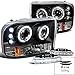 Spec-D Tuning Black Halo Projector Headlights w/LED Bumper Fog Lamp Compatible with Ford F250 F350 F450 F550 Left + Right Pair Headlamps Assembly