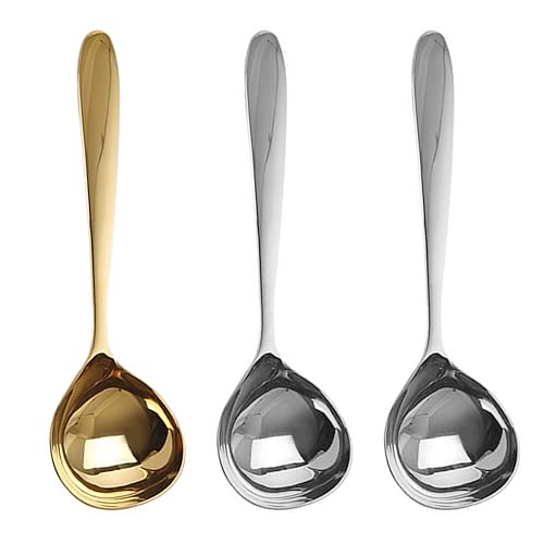 3 Pieces Stainless Steel Spoons, Kitchen Utensils, Soup Spoons, Tableware Spoons, Ladles, Suitable for Hotels, Homes, Restaurants